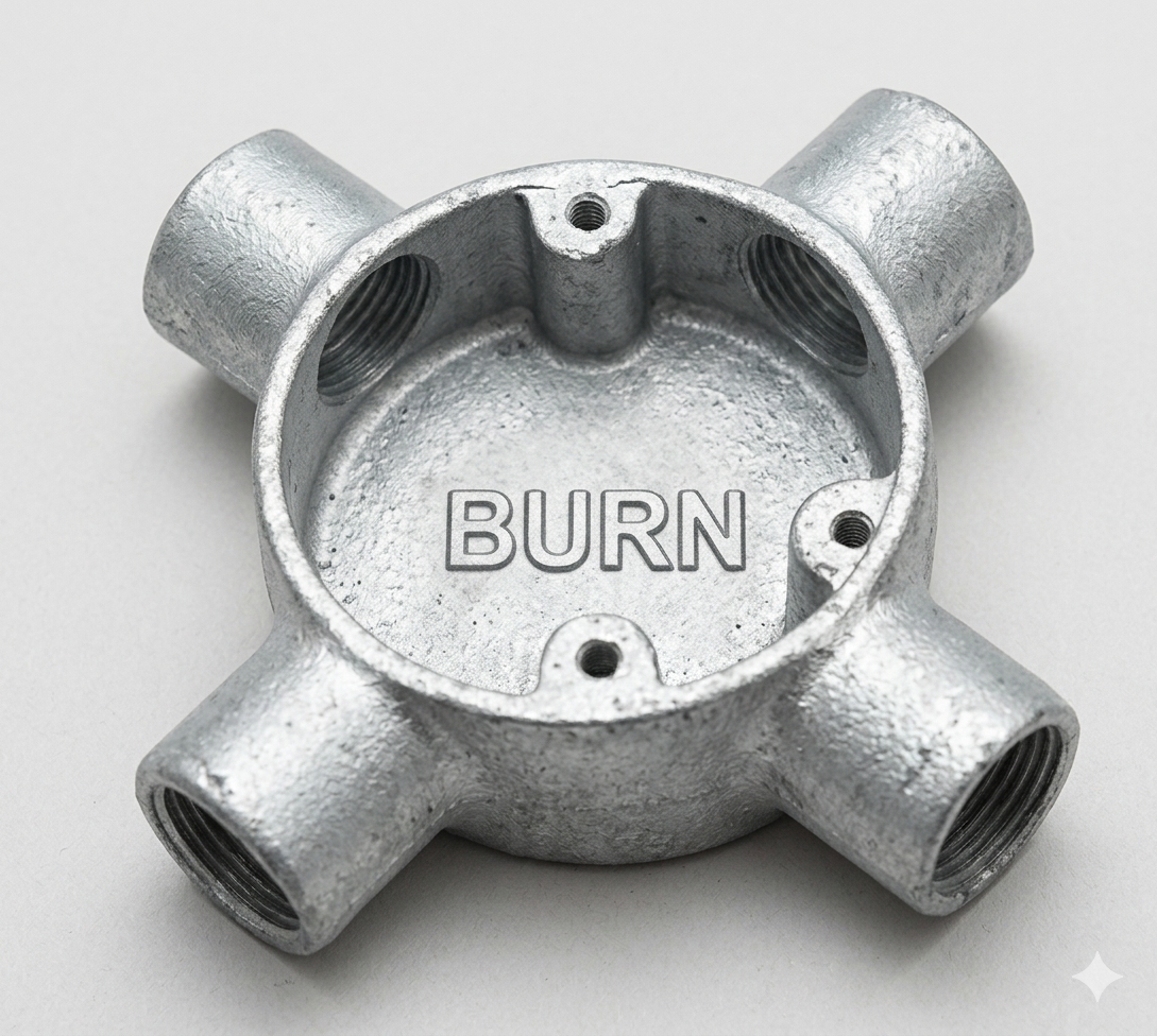 Circular Besa Box variant with BURN mark
